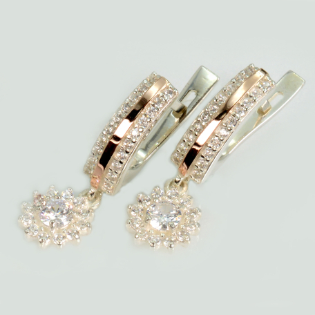 Срібні сережки з золотими вставками