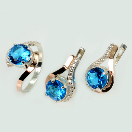 Серебряный набор с золотыми пластинами