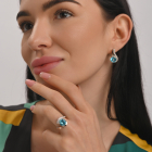 Срібна каблучка з золотими вставками