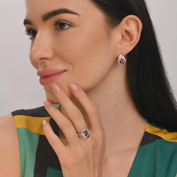 Серебряный набор с золотыми пластинами