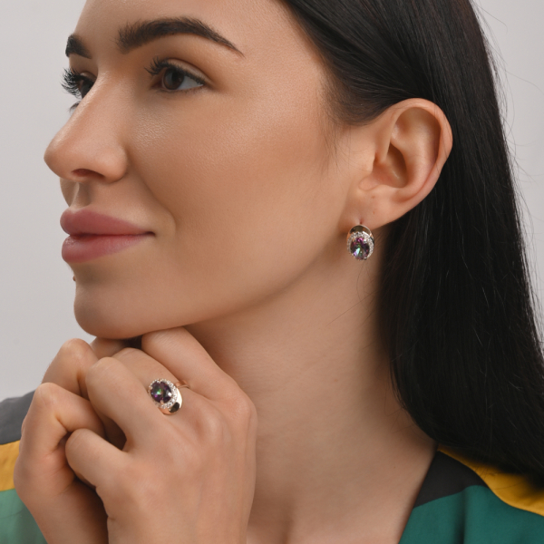 Срібна каблучка з золотими вставками