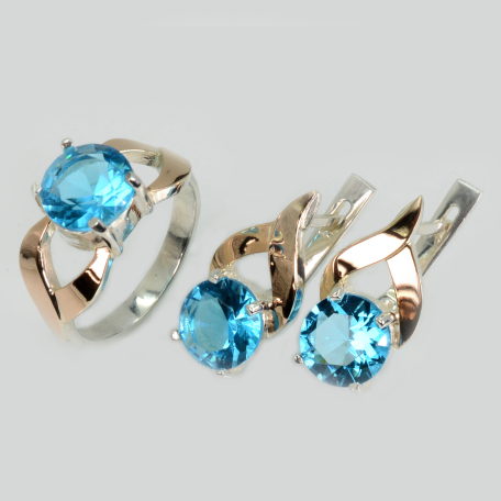 Серебряный набор с золотыми пластинами