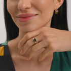 Срібна каблучка з золотими вставками