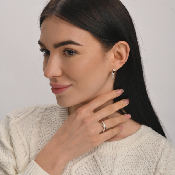 Срібний набір з золотими пластинами