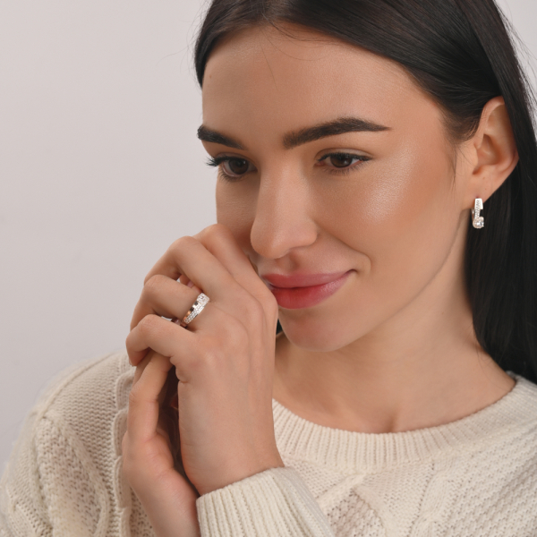 Срібний набір з золотими пластинами