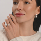 Срібна каблучка з золотими вставками