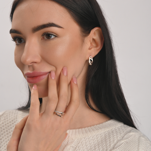 Срібний набір з золотими пластинами