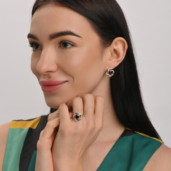 Срібні сережки з золотими пластинами