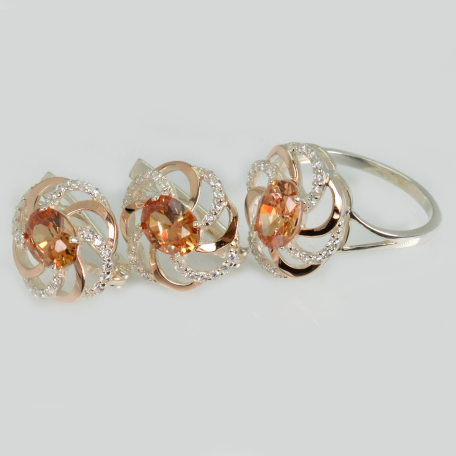 Серебряный набор с золотыми пластинами