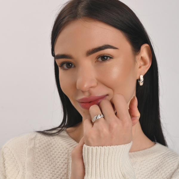 Срібний набір з золотими пластинами