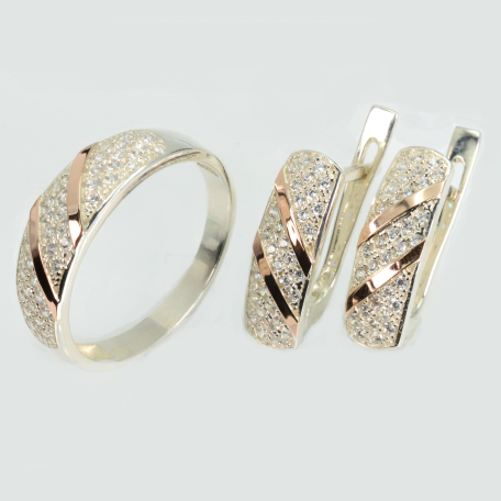 Серебряный набор с золотыми пластинами