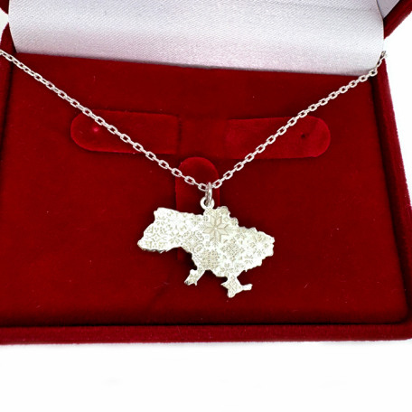 Срібна підвіска на ланцюжку "Карта України"