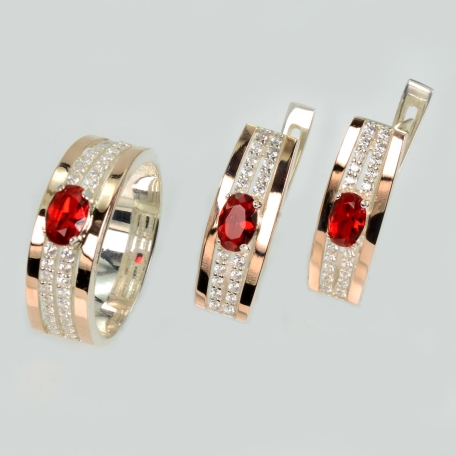 Срібний набір з золотими пластинами