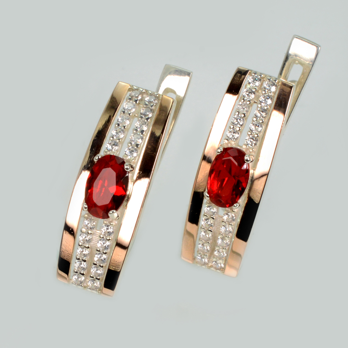 Серебряные серьги с золотыми пластинами