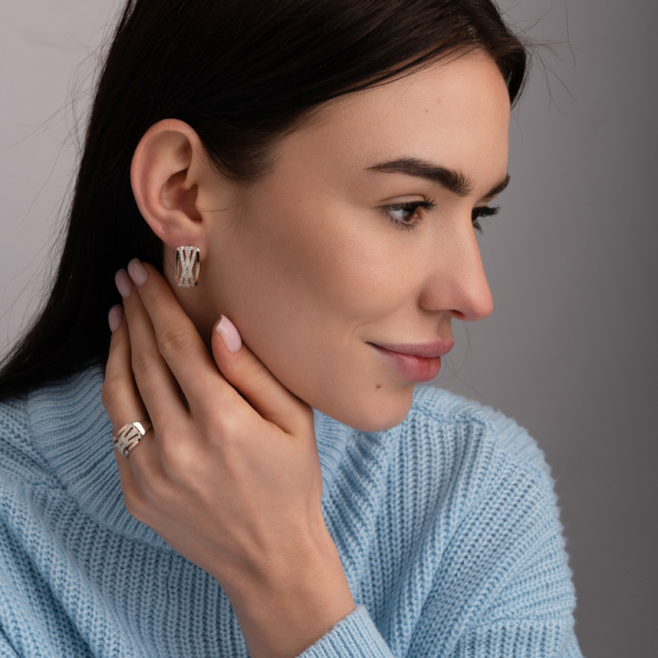 Срібний набір з золотими пластинами