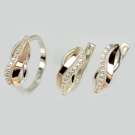 Серебряный набор с золотыми пластинами