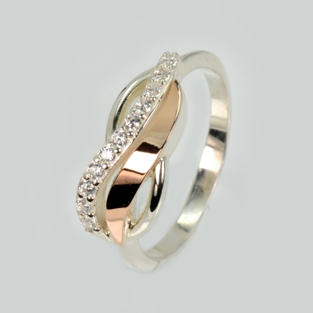 Срібна каблучка з золотими вставками