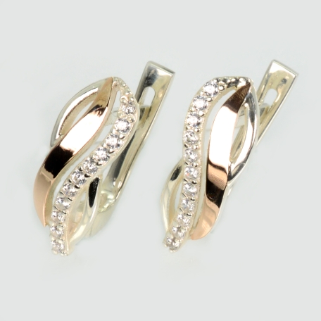 Серебряные серьги с золотыми пластинами