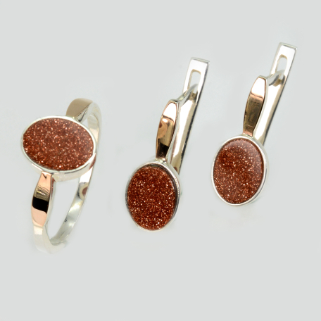 Серебряный набор с золотими пластинами