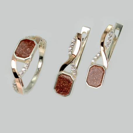 Серебряный набор с золотими пластинами