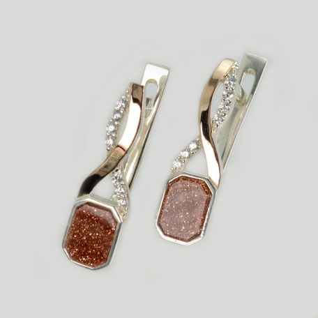 Серебряные серьги с золотыми пластинами