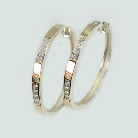 Серебряные серьги с золотыми вставками