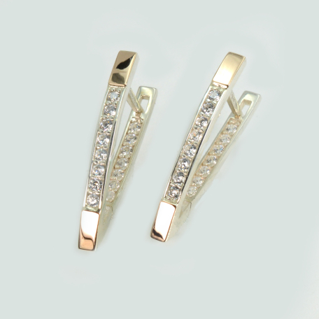 Серебряные серьги с золотыми вставками