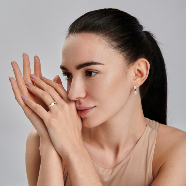 Срібний набір з золотими пластинами