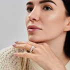 Срібна каблучка з золотими вставками