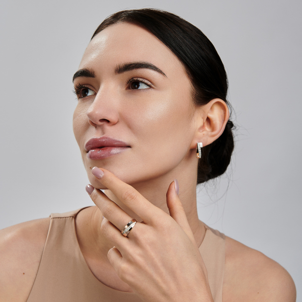 Срібні сережки з золотими пластинами