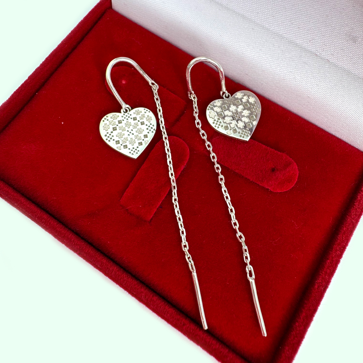 Срібні сережки-протяжки