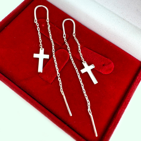 Срібні сережки-протяжки