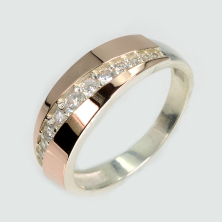 Серебряное кольцо с золотыми вставками