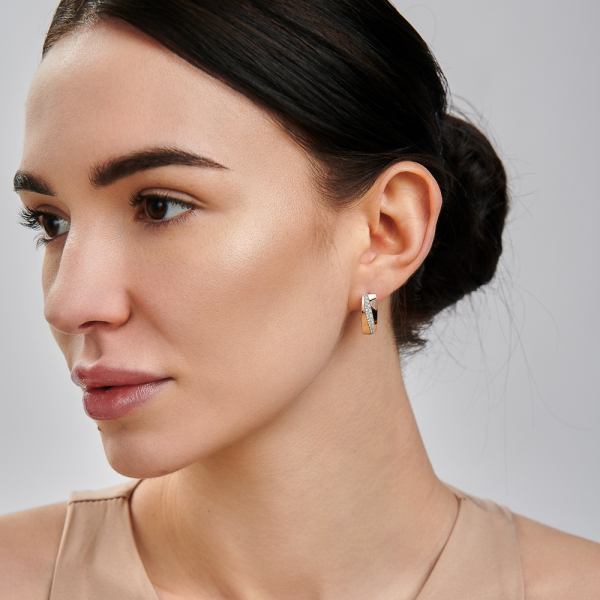 Срібні сережки з золотими пластинами