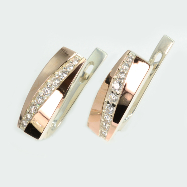 Срібні сережки з золотими пластинами