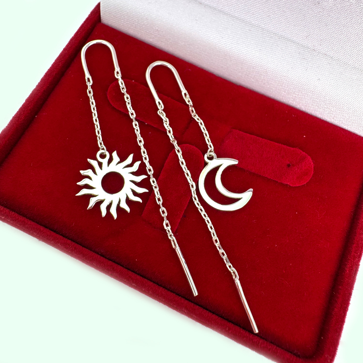 Срібні сережки-протяжки