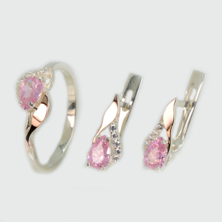 Срібний набір з золотими пластинами