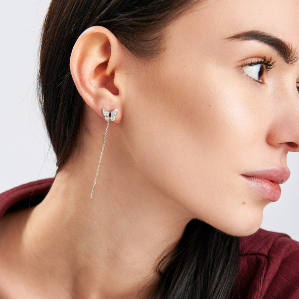 Срібні сережки-протяжки