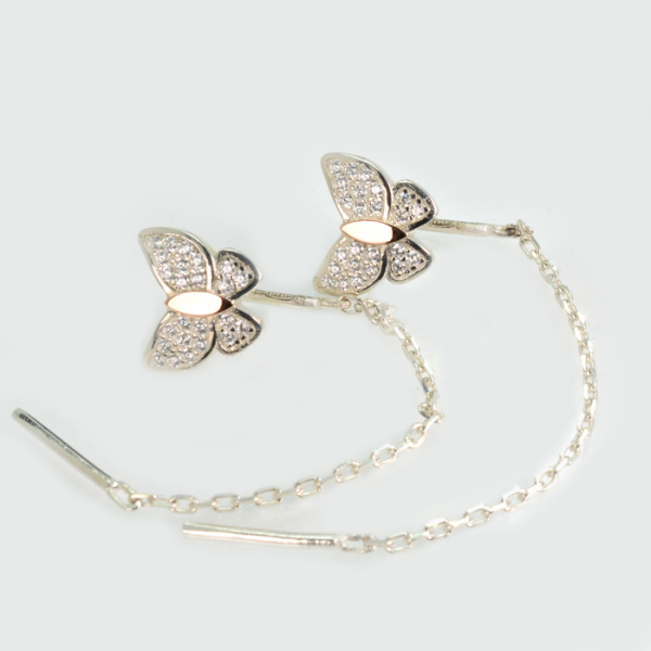 Срібні сережки-протяжки