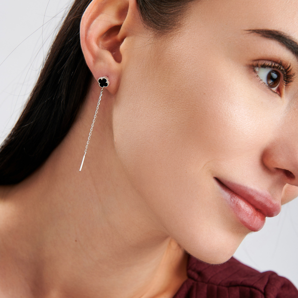 Срібні сережки-протяжки