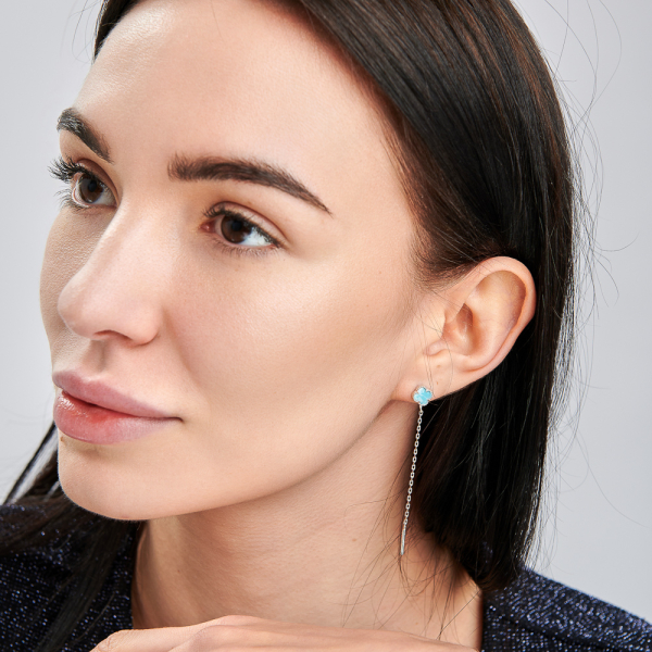 Срібні сережки-протяжки