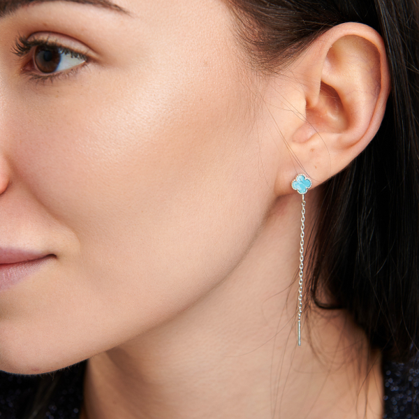 Срібні сережки-протяжки