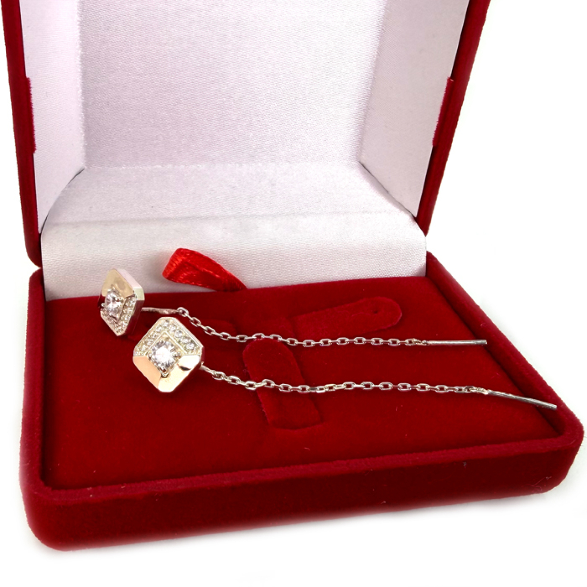 Срібні сережки-протяжки