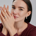 Срібна каблучка з золотими вставками