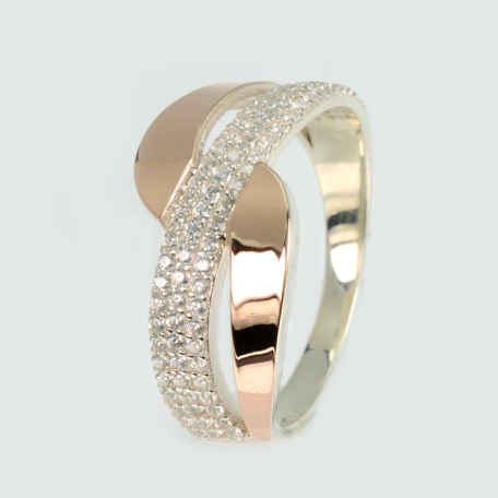 Серебряное кольцо с золотыми вставками