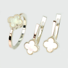 Серебряный набор с клевером и золотими пластинами