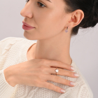 Серебряное кольцо с клевером и золотыми вставками