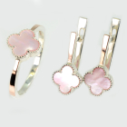 Серебряный набор с клевером и золотими пластинами