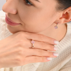 Серебряное кольцо с клевером и золотыми вставками