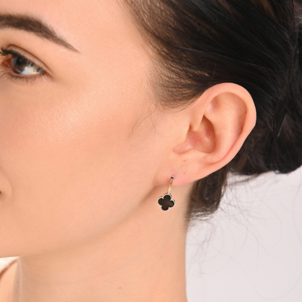 Серебряные серьги с клевером и золотыми пластинами